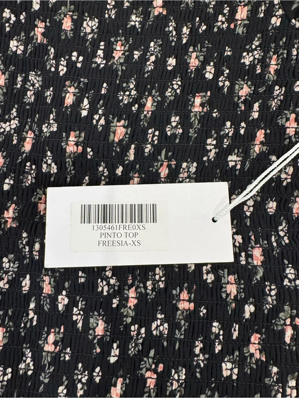 NWT Reformation Smocked Floral Long-Sleeve Top - Black